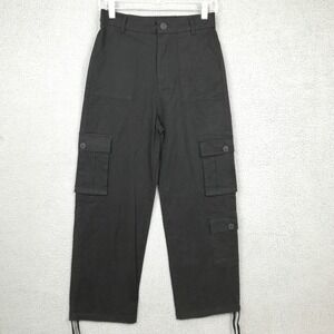 Moyee Womens Pants Cargo Wide Leg Black Utility High Rise S New